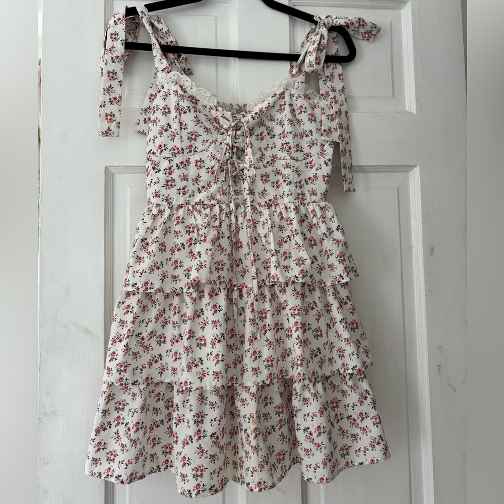 Floral Mini Dress with Tie Straps